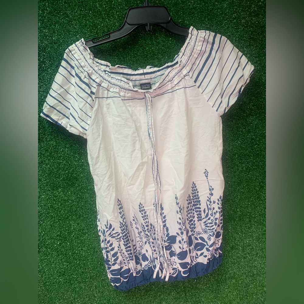 Patagonia Drawstring Short Sleeve Flower Shirt Size XS (0135)